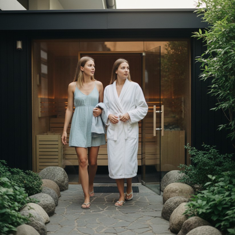 Ein Sauna Bademantel gibt eine gewisse Sicherheit Sauna Bademantel